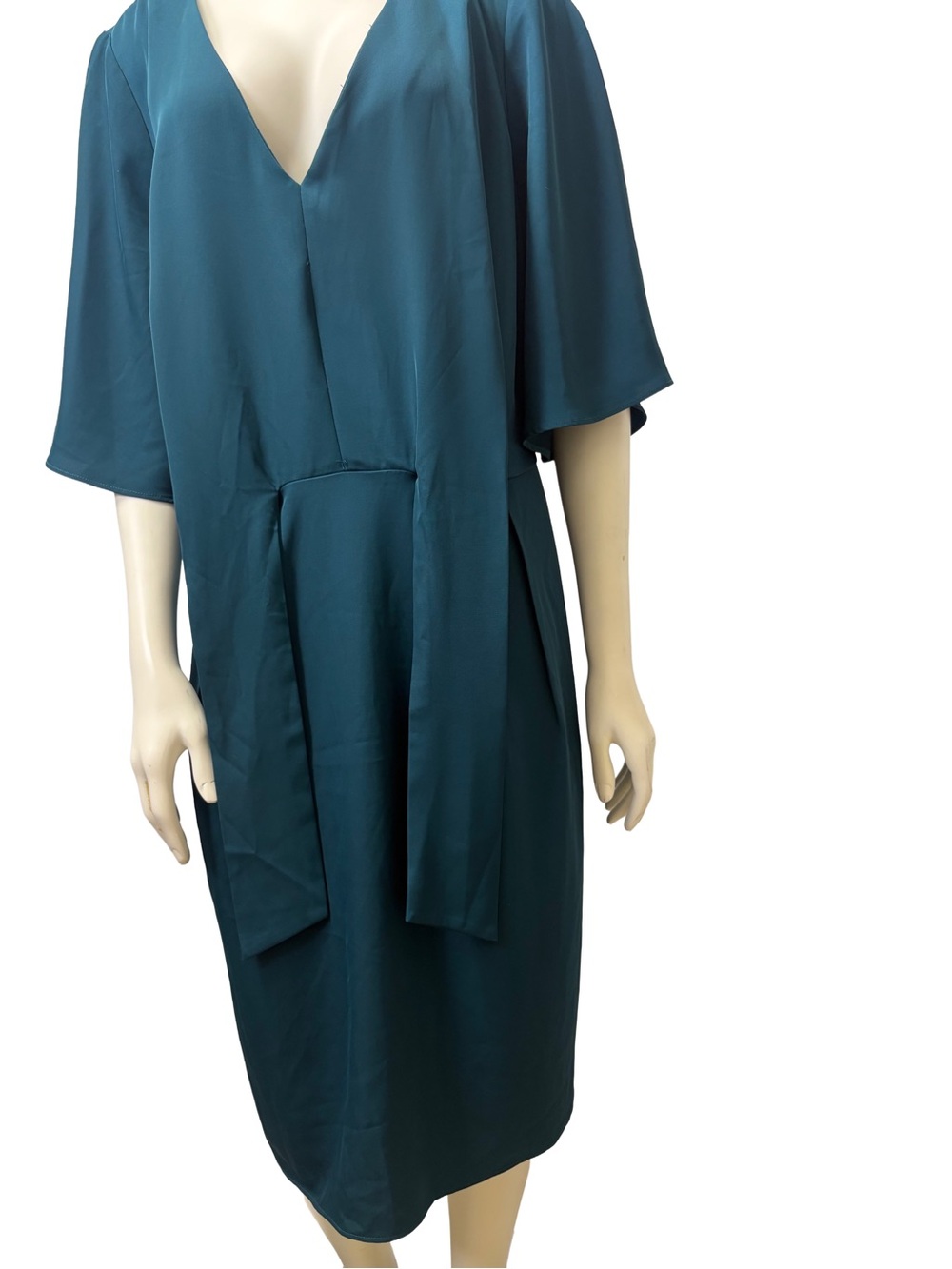 City Chic Teal Draped Front V-Neck Dress Size XS / 14 NWT